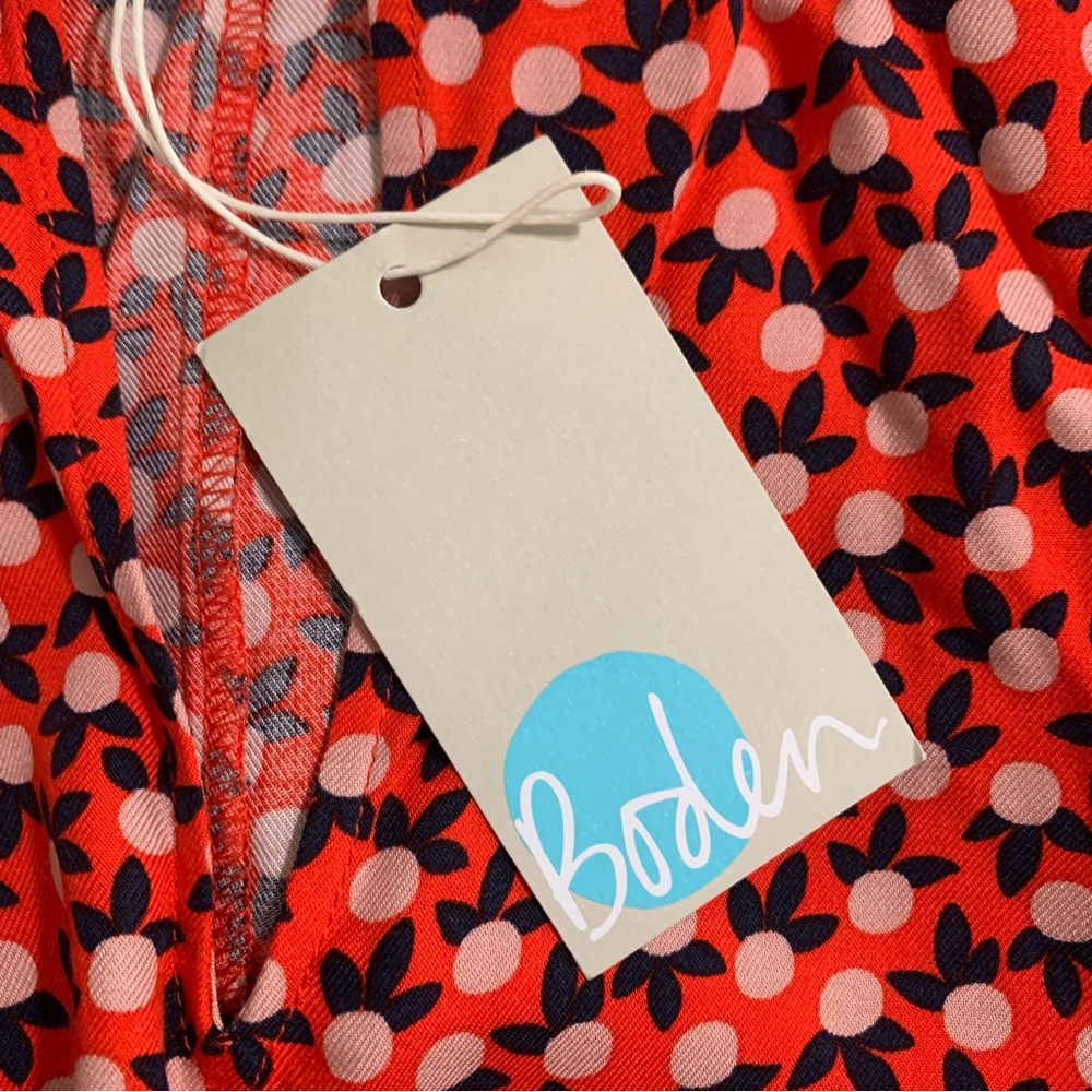 Boden Vanessa Dress Red 3/4 Sleeves Midi Length NWT Relaxed Fit Ditsy Sz 8 - Picture 14 of 16